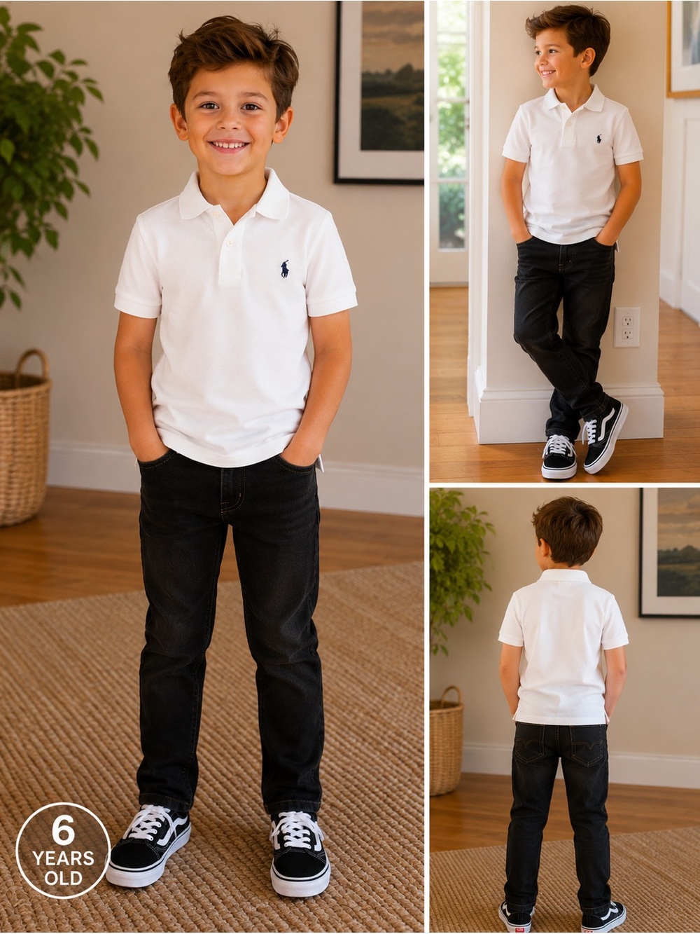 Polo by Ralph Lauren White Boys' Polo with Navy Pony